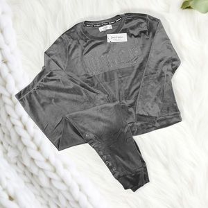 *NWT Juicy Couture Gray Soft Velour Pajama Loungewear Athleisure Set